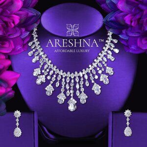 105ct Chandelier Diamond Bridal Jewelry Set Wedding Crystal Necklace Earrings